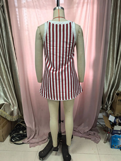 Women Sleeveless Dress Cute Sardines Fish Graphic Print Summer New Short Dress Beach Vacation Party Girl Skirts Dress