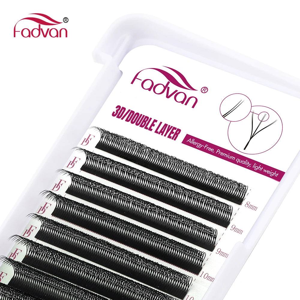 FADVAN 6D-W shaped eyelash extension (3D double tips) Automatic Flowering Premade Fans Eyelash Extensions