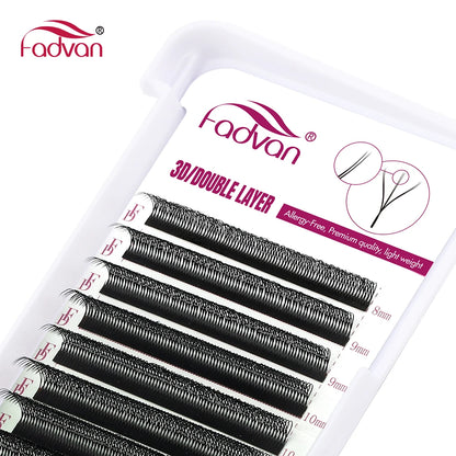 FADVAN 6D-W shaped eyelash extension (3D double tips) Automatic Flowering Premade Fans Eyelash Extensions