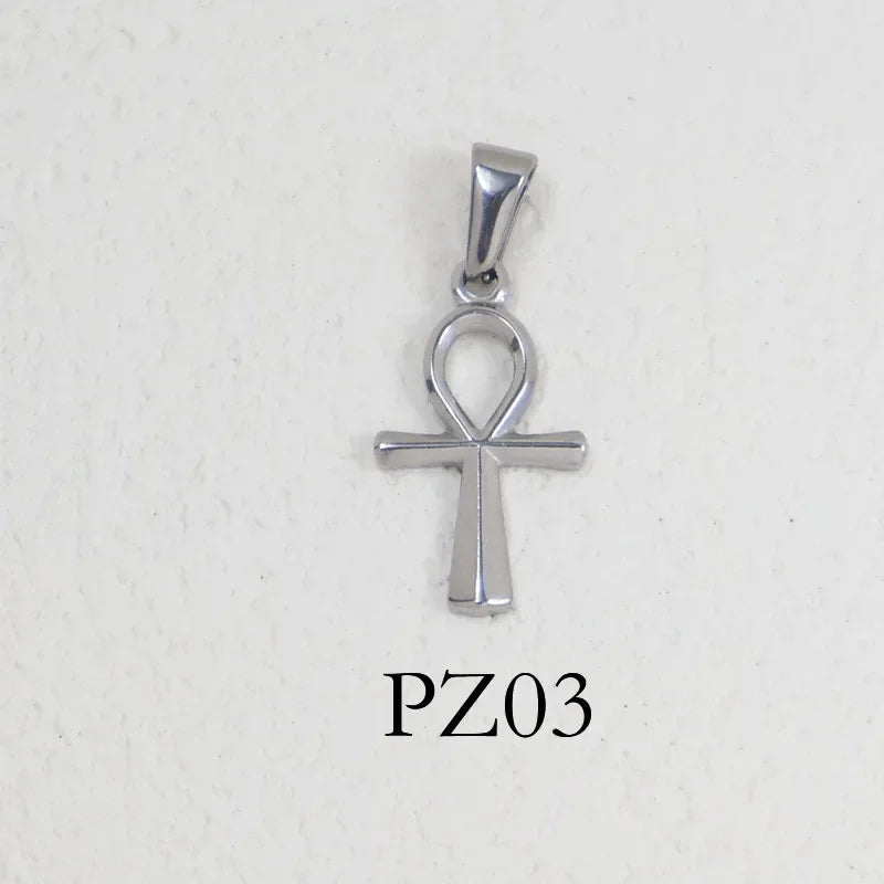 RHYSONG Geometric Stainless Steel 18K Gold Plated Snake Cross Palm Conch Mushroom Pistol Pendant For Women Diy Findings Jewelry 03-SV