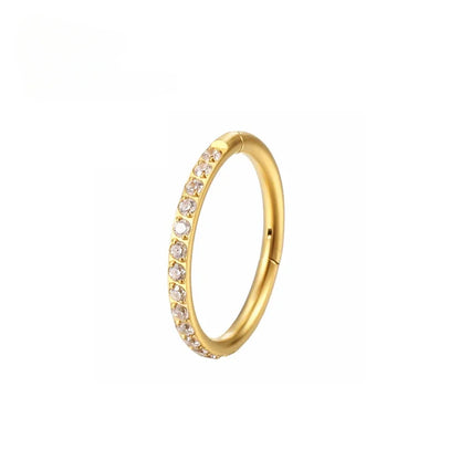 Surgical Steel Nose Rings Hinged Segment Ear Cartilage Tragus Earrings Helix Hoops CZ Septum Clicker Piercing Body Jewelry B-Gold