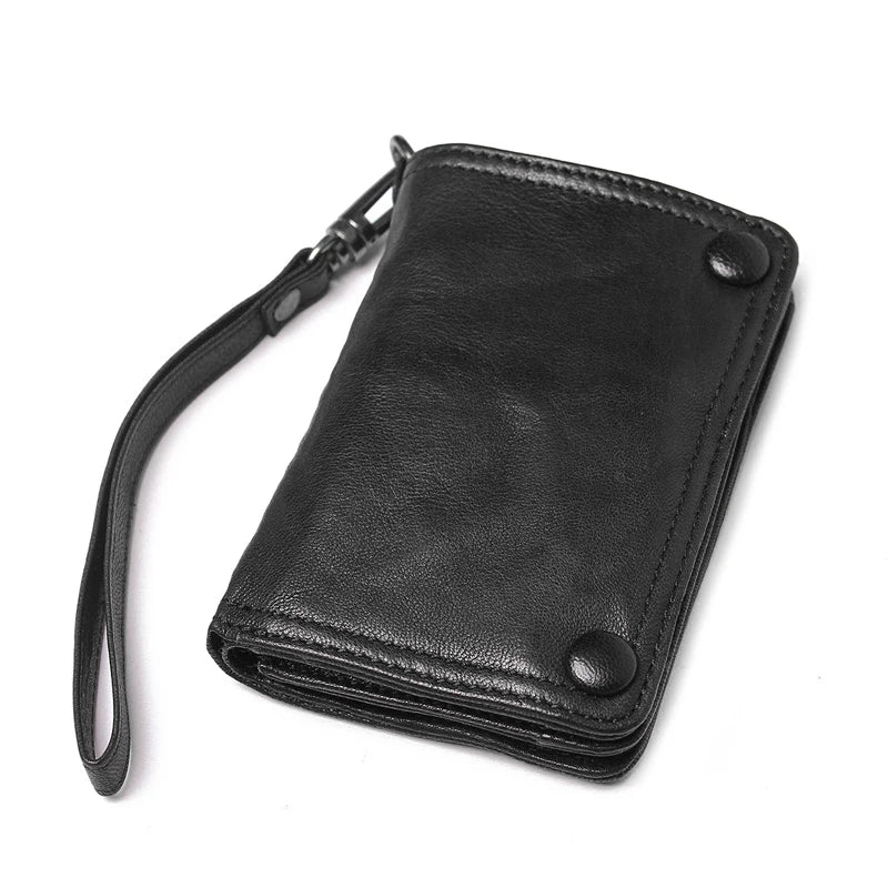 Vintage Genuine leather wallet Men leather long wallet men purse clutch bag male money clips zip around money bag card holder