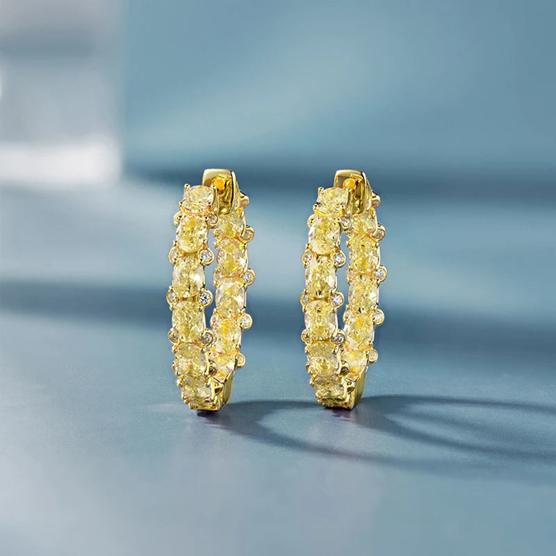 Huitan Luxury Trendy Pink/Green/Blue/Yellow CZ Hoop Earrings for Women Silver Color/Gold Color Hot Trendy Girls Jewelry Dropship