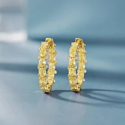 Huitan Luxury Trendy Pink/Green/Blue/Yellow CZ Hoop Earrings for Women Silver Color/Gold Color Hot Trendy Girls Jewelry Dropship