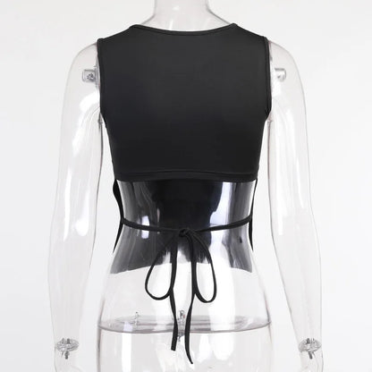 Tied Backless Slim Solid Sleeveless Crop Top 2021 Summer Sexy Skinny Simple Trim Outfits Mock Neck Basic Tank Top