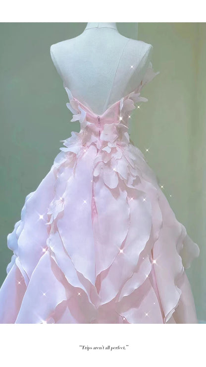 Pink Evening Dress Women's Light Luxury Banquet Toast Birthday Adult Badiee Stylez