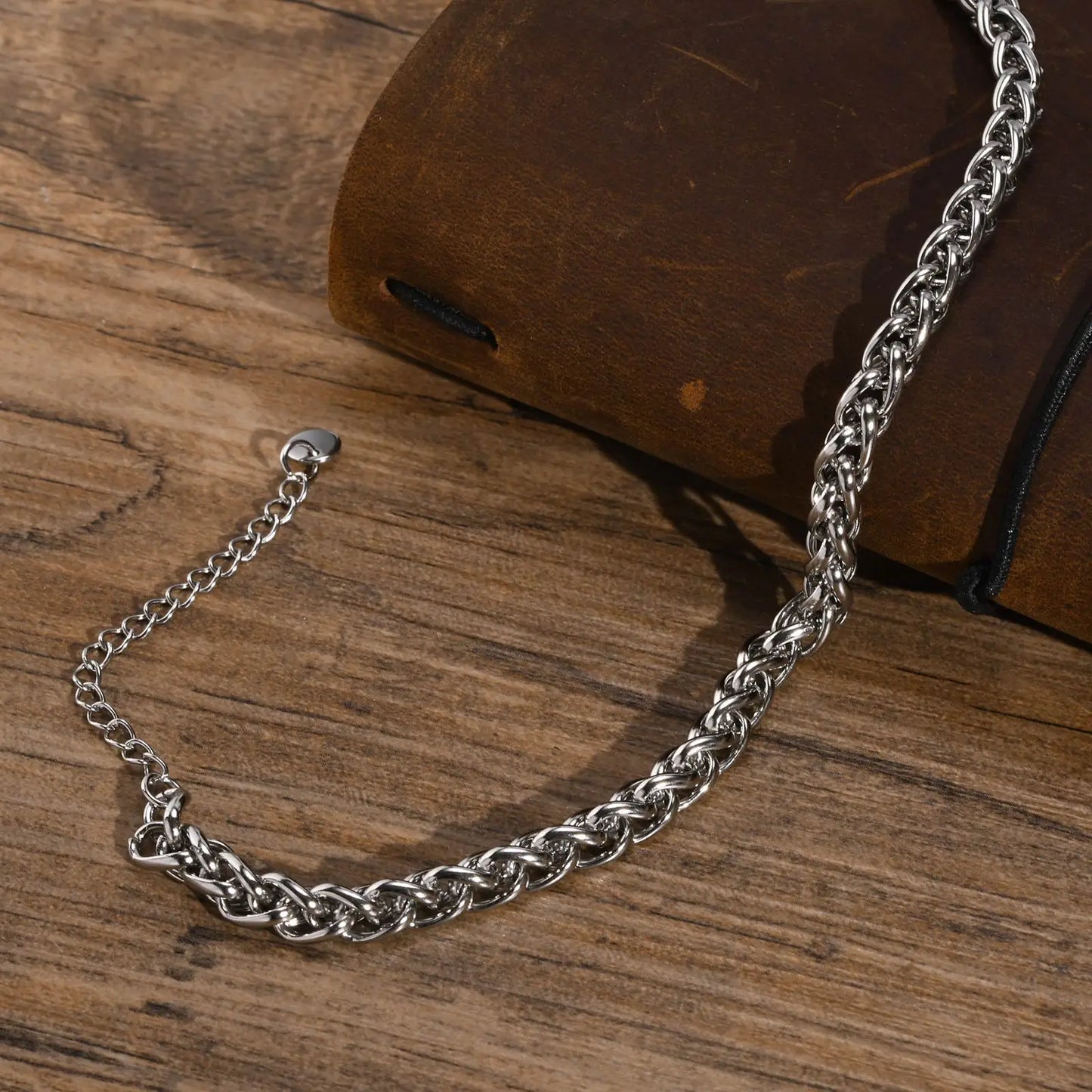 Waterproof Stainless Steel Cuban Wheat Chain Anklet Bracelets for Men, Summer Holiday Beach Foot Gifts Jewelry,Length Adjustable Badiee Stylez