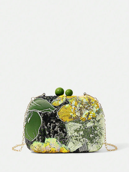 Women's embroidered pearl random pattern dinner bag, detachable shoulder strap box bag, perfect choice for parties, dances