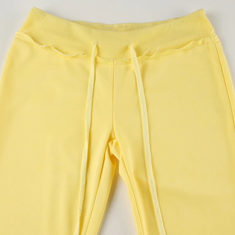 BIIKPIIK Drawstring Hooded Hoodie Suits Autumn Winter Solid Zipper Women Casual Pants Set Street Sporty Sweatshirt Two Piece Set