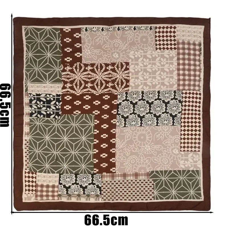 Y2k Bandana Cotton Floral Print Neckerchief Women Korean Cotton Linen Square Scarf Elegant Neck Scarves Small Wraps Bandana