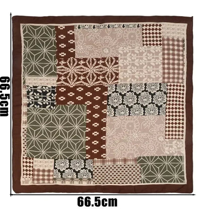 Y2k Bandana Cotton Floral Print Neckerchief Women Korean Cotton Linen Square Scarf Elegant Neck Scarves Small Wraps Bandana