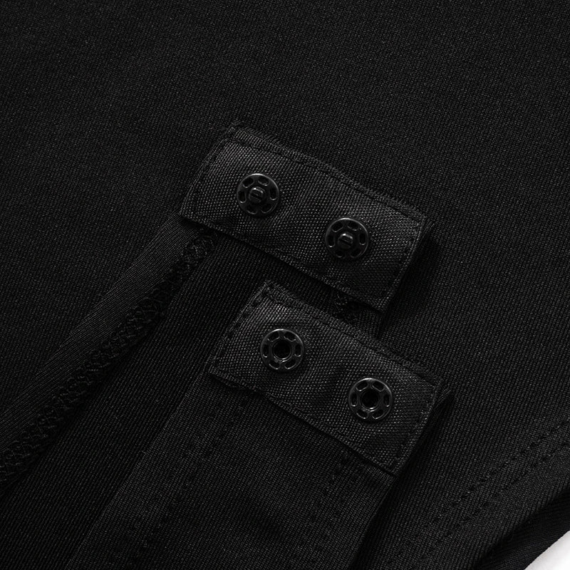 OMSJ Asymmetric Hot Girl Personality Set Hollowed Out Design Long Sleeve High Collar Bodysuit+Elastic Waist Leggings Pants Party