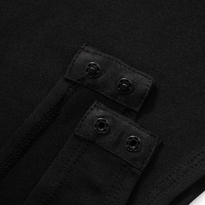 OMSJ Asymmetric Hot Girl Personality Set Hollowed Out Design Long Sleeve High Collar Bodysuit+Elastic Waist Leggings Pants Party