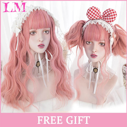 LM Long Silky Straight Synthetic Wigs with Bangs Black Cosplay Party Lolita Hair Wigs for Women Natural Heat Resistant Wig LIANGMO 7
