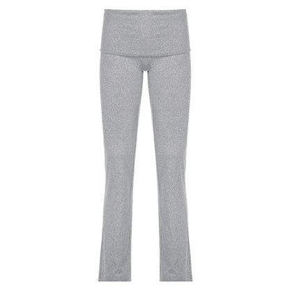 Cuteandpsycho Solid Chic Casual Straight Pants Basic Streetwear 2000s Y2K Trousers for Women Fashion Korean Harajuku Bottoms GRAY
