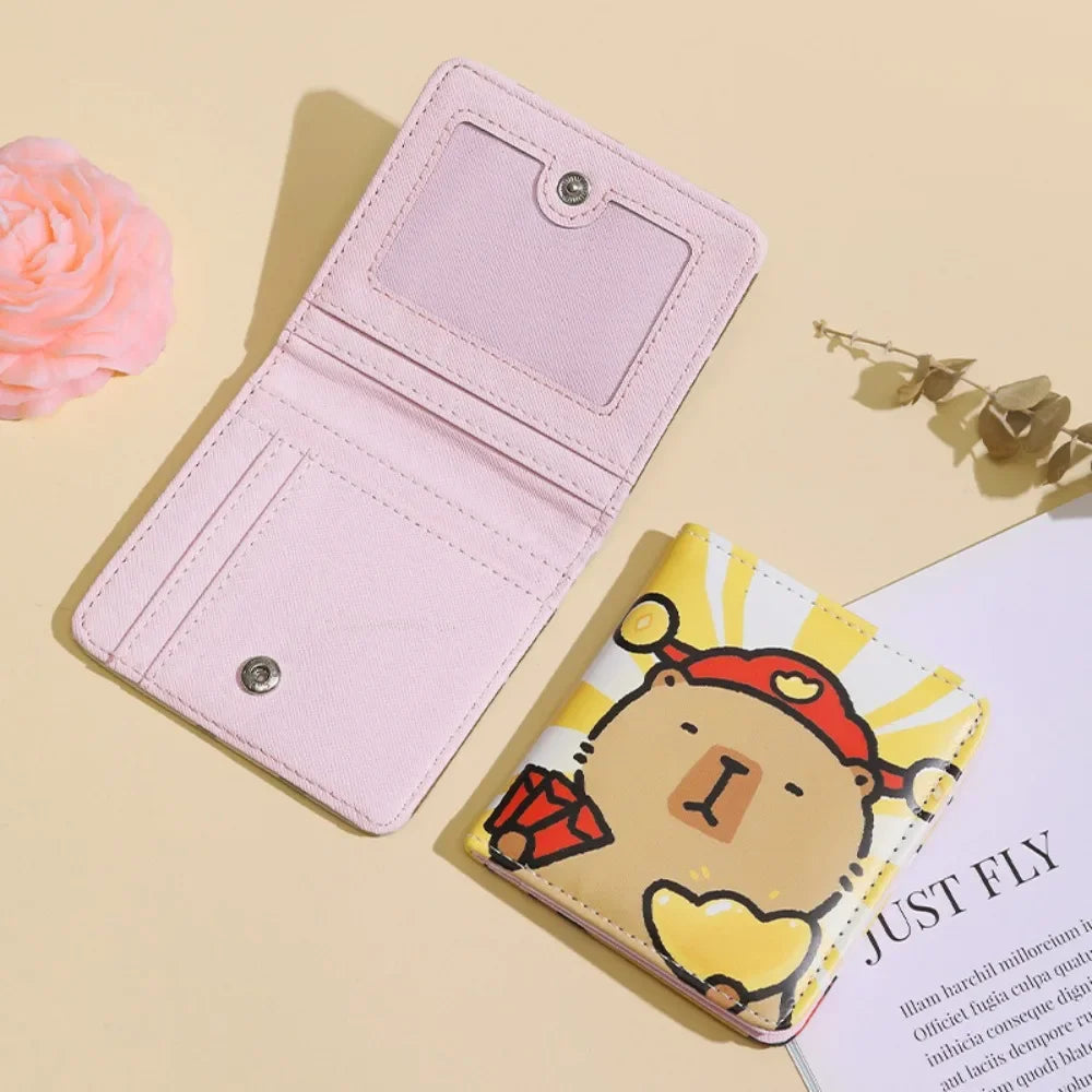 Vintage Bear and Rabbit Short Wallet Multi Slot Portable Money Bag PU Coin Purse Girl Style 3