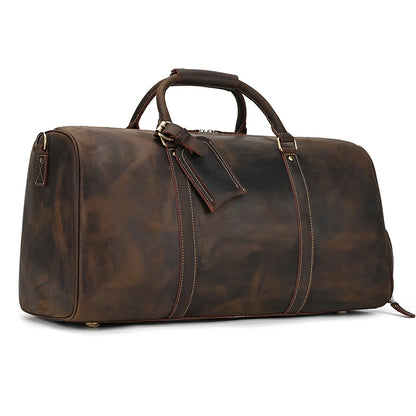 Luxury Genuine Leather Men Women Travel Bag Cow Leather Carry On Luggage Bag Travel Shoulder Bag Male Female Weekend Duffle Bag