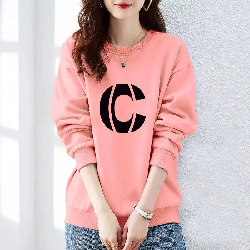 Women Clothing Spring Autumn Long Sleeve Print Letter Loose Casual Hoodies Sweatshirts Lazy Style All-match Tops Trend Fashion