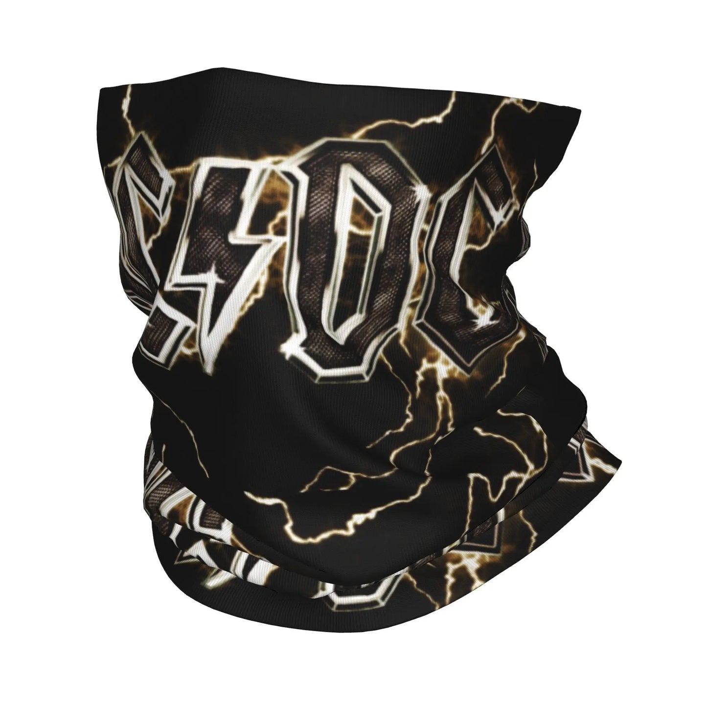 Custom Black AC DC Logo Camouflage Heavy Metal Band Bandana Neck Warmer Women Men Winter Hiking Ski Scarf Gaiter Face Cover 10 Bandana