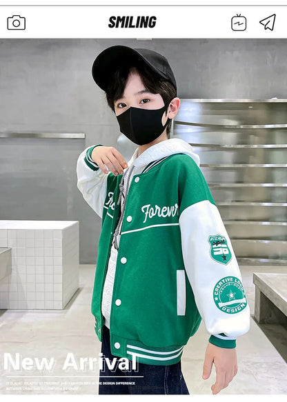 Fashion Spring Autumn Long Sleeve Outwear Teenager Kids Letter Printed Coat Sport Children Clothing 3 8 10 12 Years Old