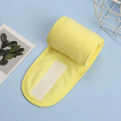 Hot Sale Soft Toweling Headbands for Face Washing Bath Makeup Hair Band for Women Adjustable SPA Headband Cosmetic Headband yellow Size fits all