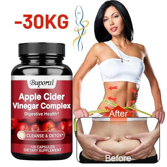 Apple Cider Vinegar - Improves Digestion, Appetite Suppression,Weight Management, Relieves Bloating - 120 Capsules Badiee Stylez