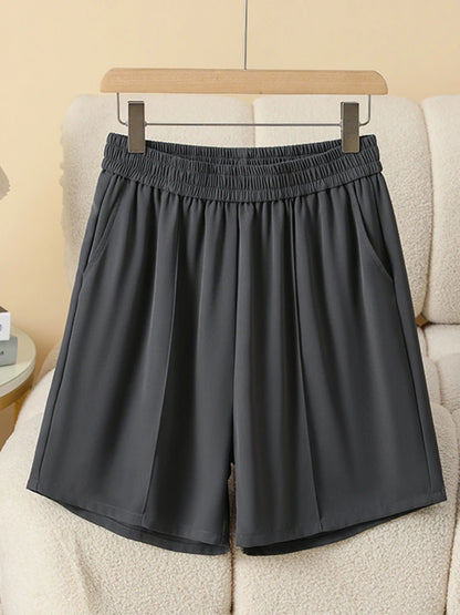 Plus Size Shorts Women High Elastic Waist Wide Leg Loose Pants With Pockets Summer 2025 New Korean Fashion Half Shorts Women