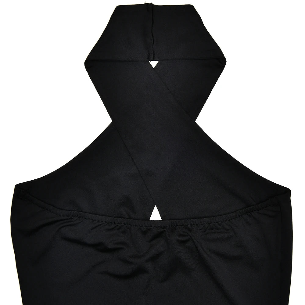 Fantoye Sexy Backless Metal Ring Halter Women Top Black Hollow Out Off Shoulder Crop Vest Female Summer Slim Elegant Streetwear