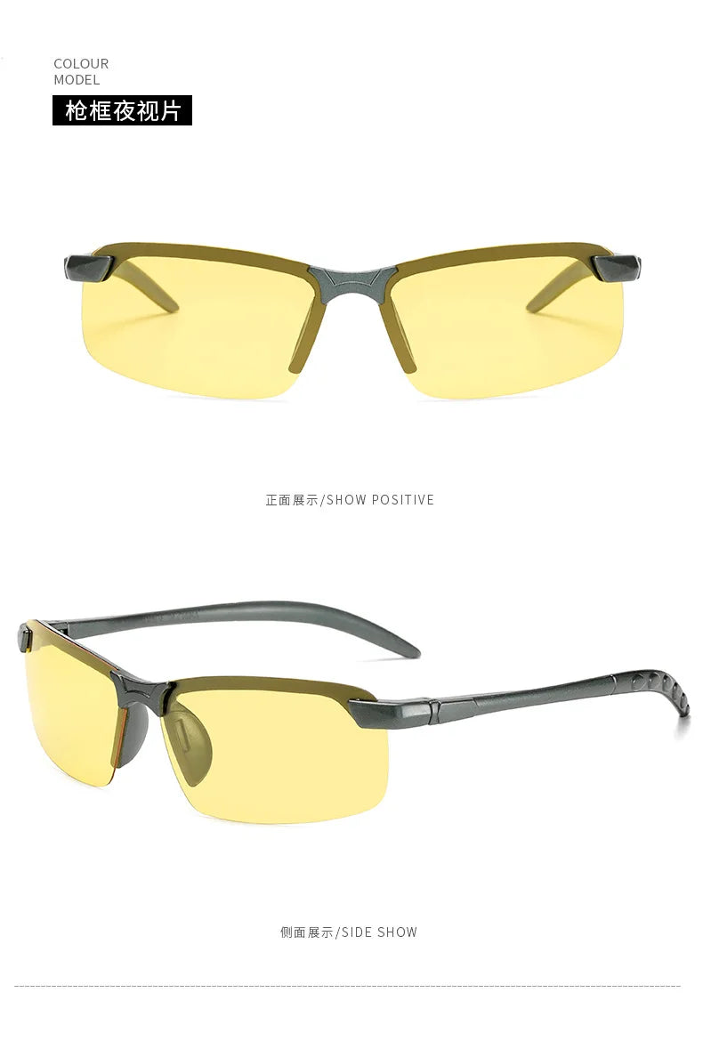1/2PCS Night Vision Glasses Men Anti-Glare Driving Goggle Half Frame Polarized Sunglasses for Driver UV400 Day and Night Glasses Badiee Stylez
