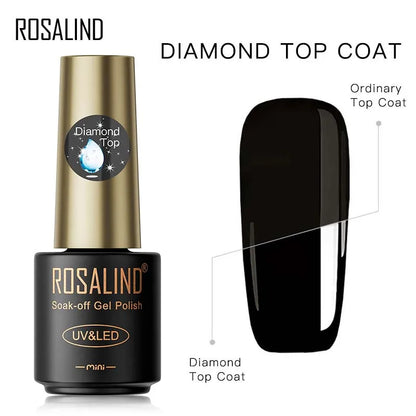 ROSALIND Hot-sale Bottle Gel Nail Polish Vernis Semi Permanent Primer Top Coat Bright Classic For Nail Art Design LED/UV Lamp RADTOP