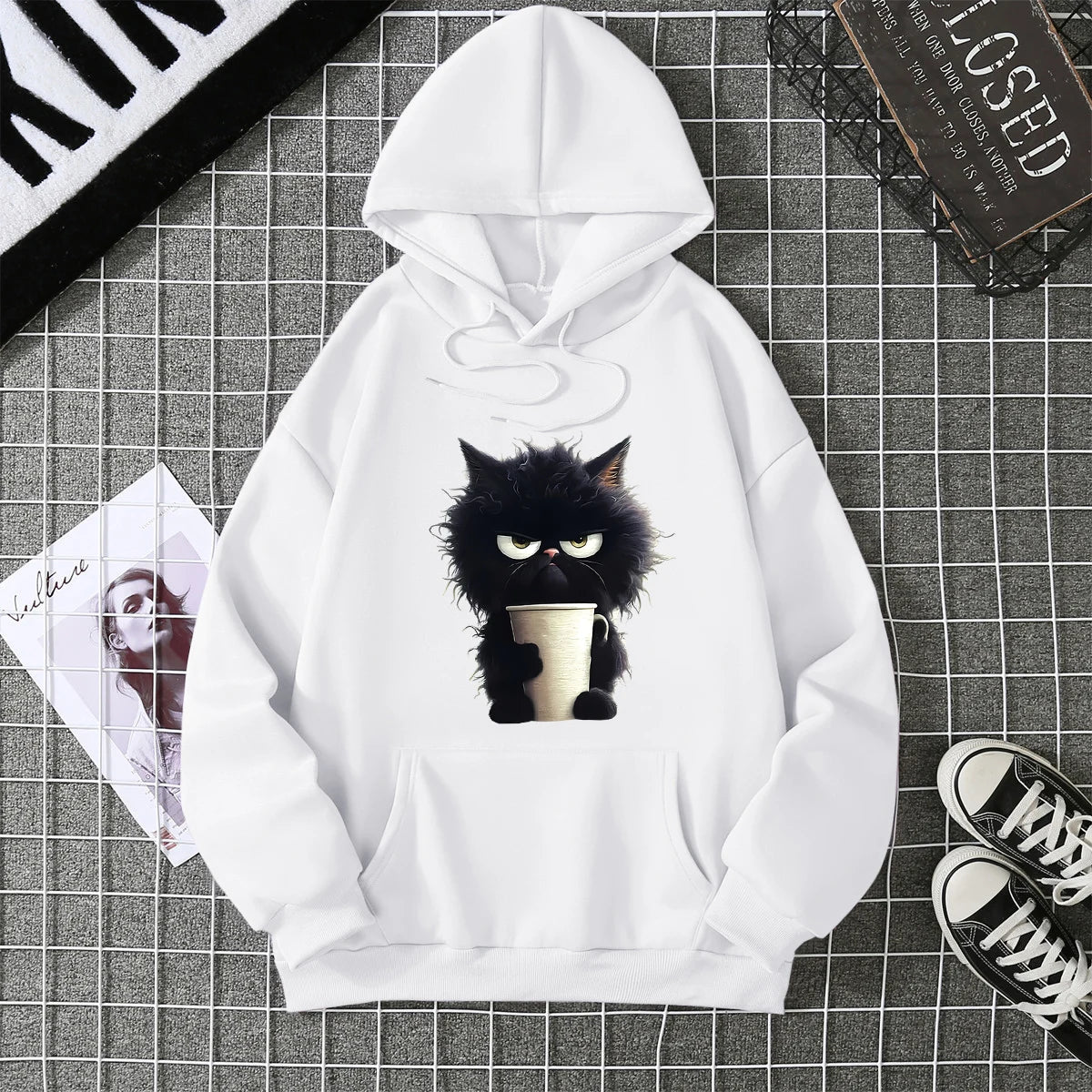 2025 Winter New Women's Hoodie High Street Unisex style Double Pockets Sweatshirts Outerwear Plus-Size Women's Clothing CYXX236 White