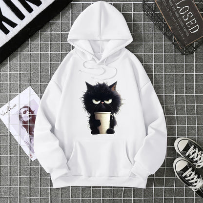 2025 Winter New Women's Hoodie High Street Unisex style Double Pockets Sweatshirts Outerwear Plus-Size Women's Clothing CYXX236 White