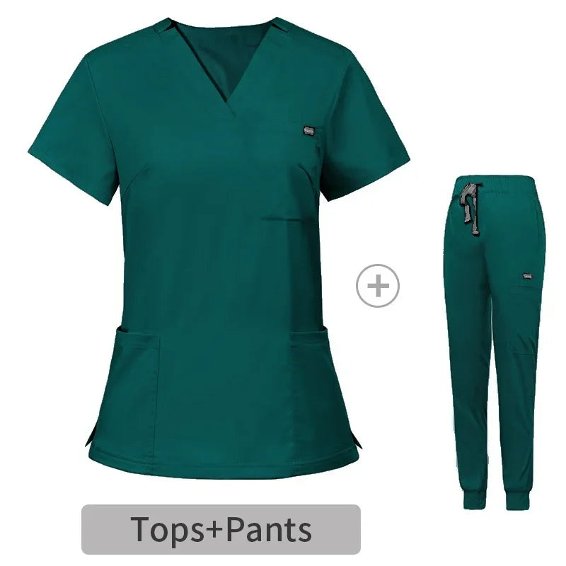 HZMNOI Short Sleeve Nurse Dress Uniform Stylish Female Womens Tie Up Medical Scrubs Nurse Uniform Medical Spa Women Uniforms Badiee Stylez