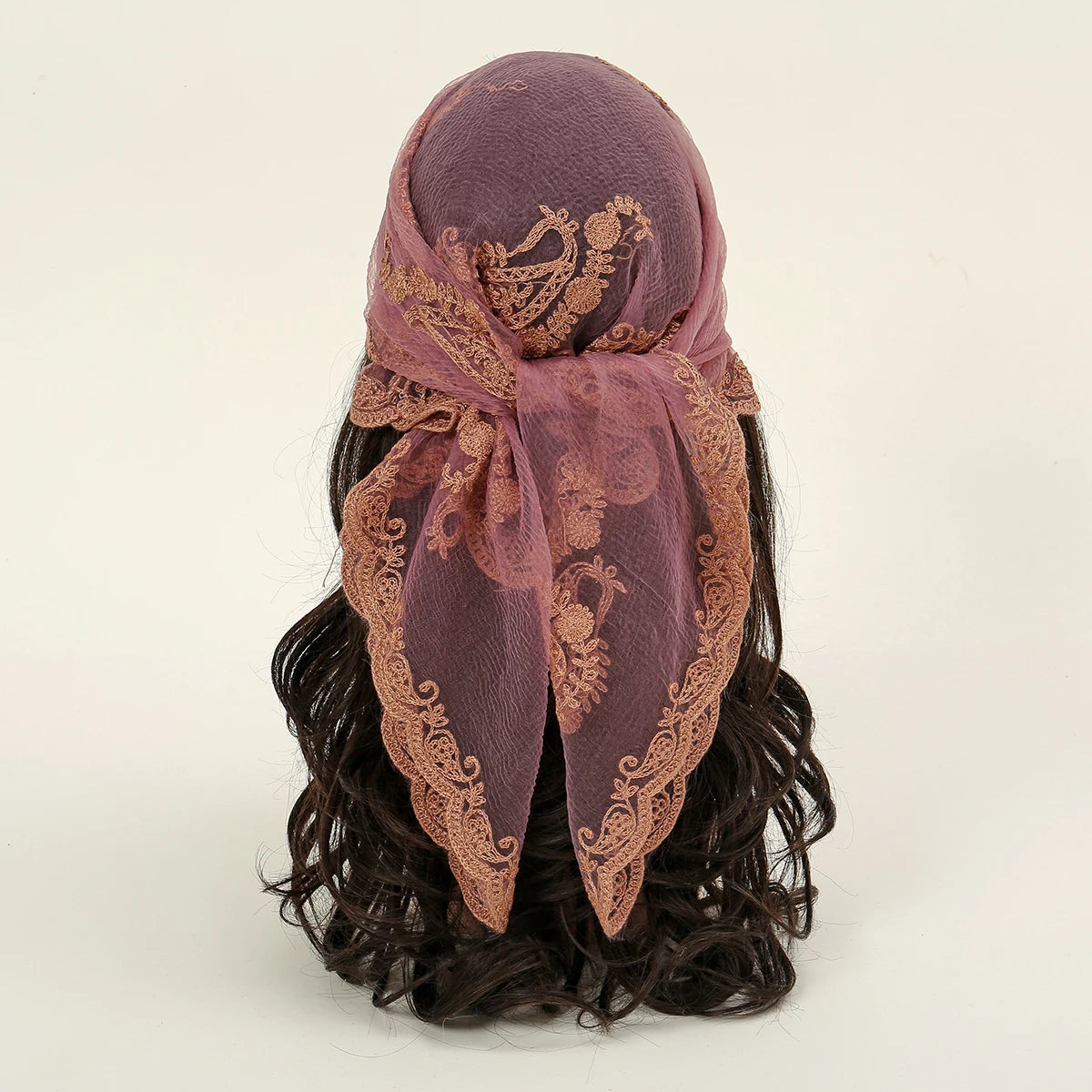 Lace Paisley Embroidery Bandana Square Scarf Elegant Breathable Silk Scarves Women Sunscreen Lightweight Shawl Headband VS630-04