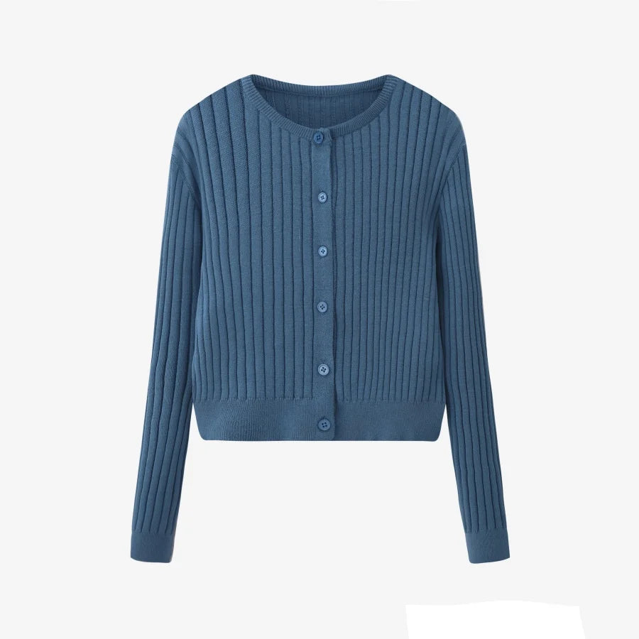 AS 2025 spring summer linen shirt + dress collection high quality print linen and knitting cardigan woman outfit Blue knitted Cardi