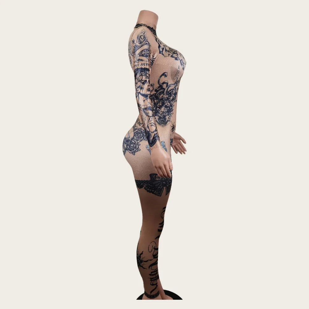 Fashion Women Nude Costume Naked Sexy Jumpsuit Nightclub Party Prom Club Bodysuit Stage Wear Dancer Singer Performance Clothing Badiee Stylez
