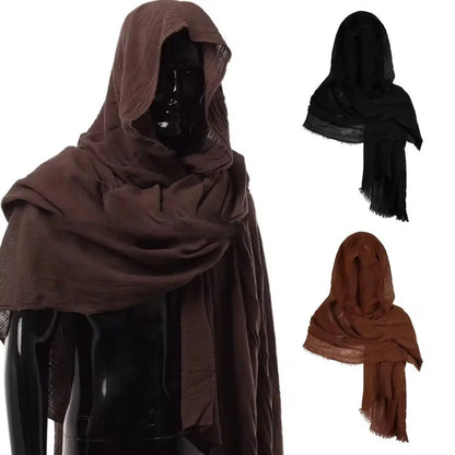 Cosplay Men's Medieval Pirate Retro Hood Scarf Black/Brown Wrap Cloak Vintage Halloween Masquerade Costume Shoulder Cowl