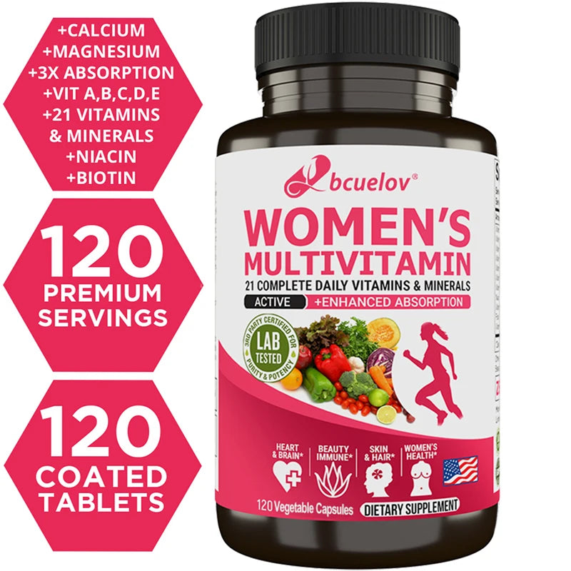 Women's Multivitamin, Supplements Vitamins A, C, D, E, Supports Bone Immune Health, and Is Beneficial for Calcium Absorption