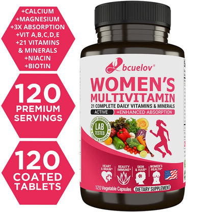 Women's Multivitamin, Supplements Vitamins A, C, D, E, Supports Bone Immune Health, and Is Beneficial for Calcium Absorption