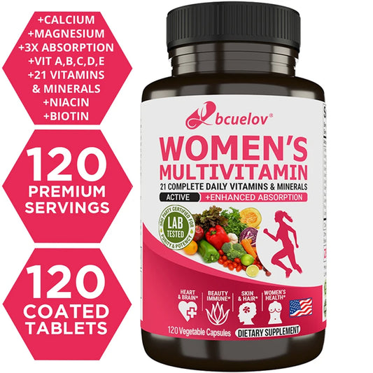 Women's Multivitamin, Supplements Vitamins A, C, D, E, Supports Bone Immune Health, and Is Beneficial for Calcium Absorption