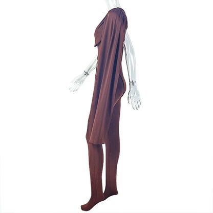 FLARORA Elegant Solid Color Ruched Jumpsuit Woman Bandage Patchwork Sleeveless Bodycon Jumpsuits Evening Party One Piece Overall Badiee Stylez