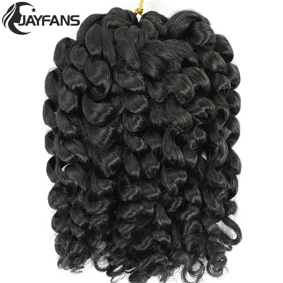 1- 5 Packs 8 inch Jumpy Wand Curl Jamaican Bounce Crochet Hair Natural Black Wand Curls Crochet Hair Short Curly Crochet Braids Badiee Stylez