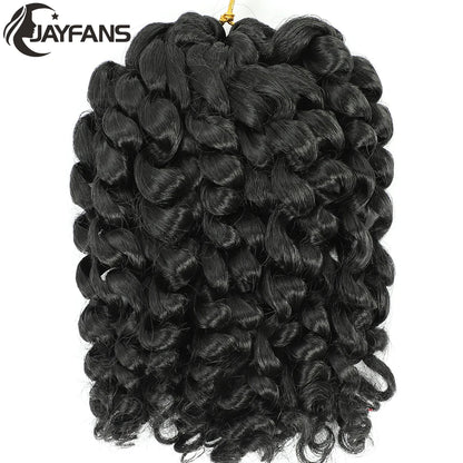 1- 5 Packs 8 inch Jumpy Wand Curl Jamaican Bounce Crochet Hair Natural Black Wand Curls Crochet Hair Short Curly Crochet Braids Badiee Stylez