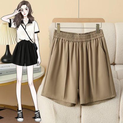 Plus Size Shorts Women High Elastic Waist Wide Leg Loose Pants With Pockets Summer 2025 New Korean Fashion Half Shorts Women