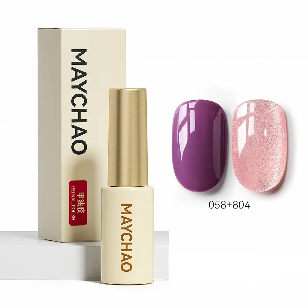 MAYCHAO 5ML Gel Nail Polish 9D Laser Diamond Glitter Cat Eye Gel Semi-Permanent Soak Off UV LED Gel Nail Manicure Tools Nail Art 058And804