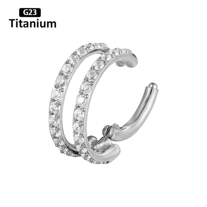 New G23 Titanium Piercing High Quality CZ Nose Ring Earrings 8/10/12mm Body Jewelry 16G ASTM f136 Titanium Nose Septum Piercings
