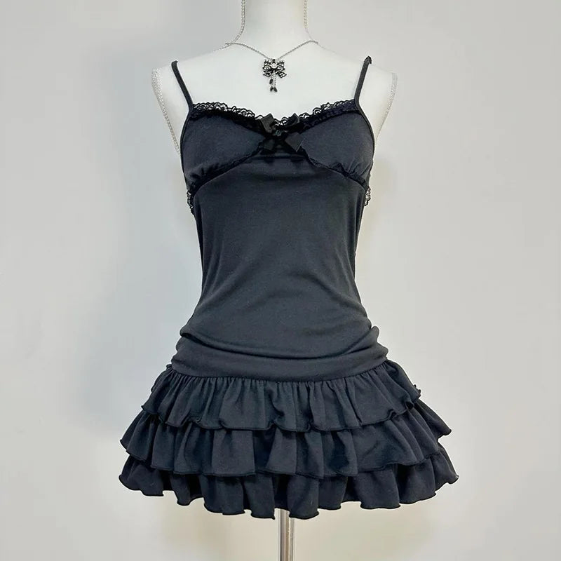 Chic Punk Y2K Dress Aesthetics Graphic Print Fashion Rock Goth Braces skirt Vintage Hiphop Sexy Pleated skirt Summer Streetwear Hei 3