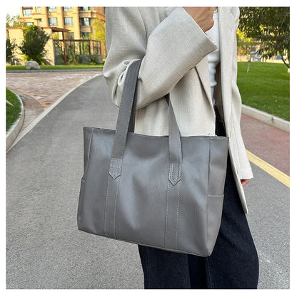 Vintage Large Capacity Tote Bag, Retro Vegan Shoulder Bag, Women's Casual Handbag For Commute ,Trendy Handbag with Soft Leather