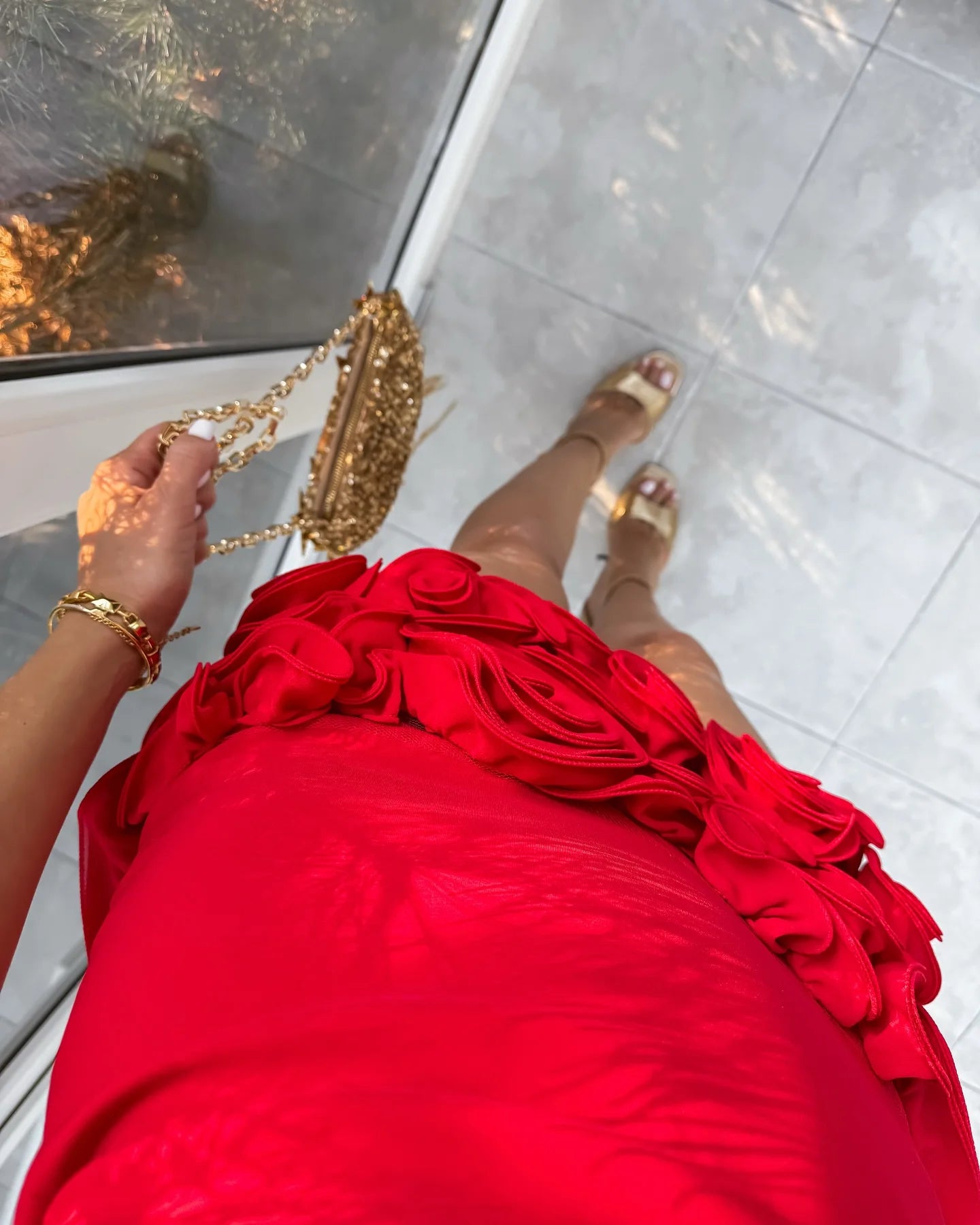 Red 3d Flower Splicing Sling Short Dresses Women Elegant V Neck Sleeveless High Waist Mini Dress Summer New Party Lady Robes