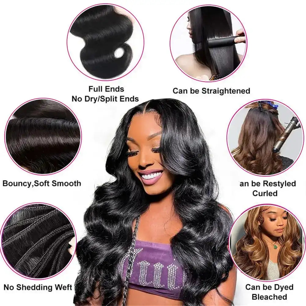 16A Body Wave Human Hair Bundles 100% Brazilian Raw Human Hair 1/3/4 Bundles for Women 16A Thick Bundles human hair For Women